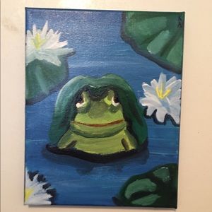 Wall Art Frog Watercolor Painting Frog On A Lily Pad Print Green Lily Pad Prints Art Collectibles Brainchild Net